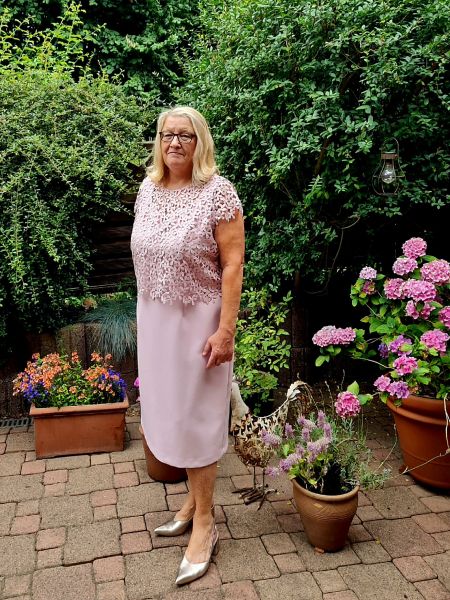 Zweiteiliges Tageskleid Outfit Mutter des Bräutigams für Kirche und Empfang 
